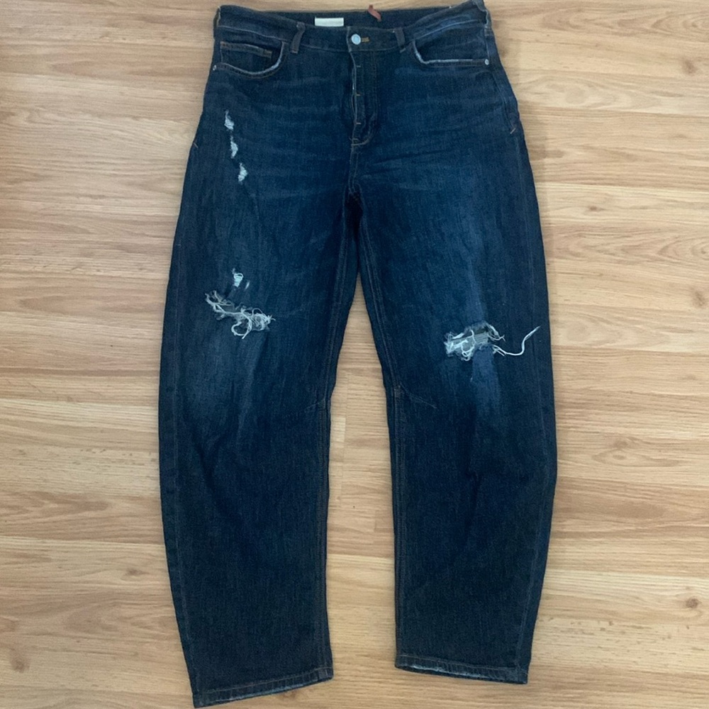 Pilcro The Bow Boyfriend Barrel Leg Jeans